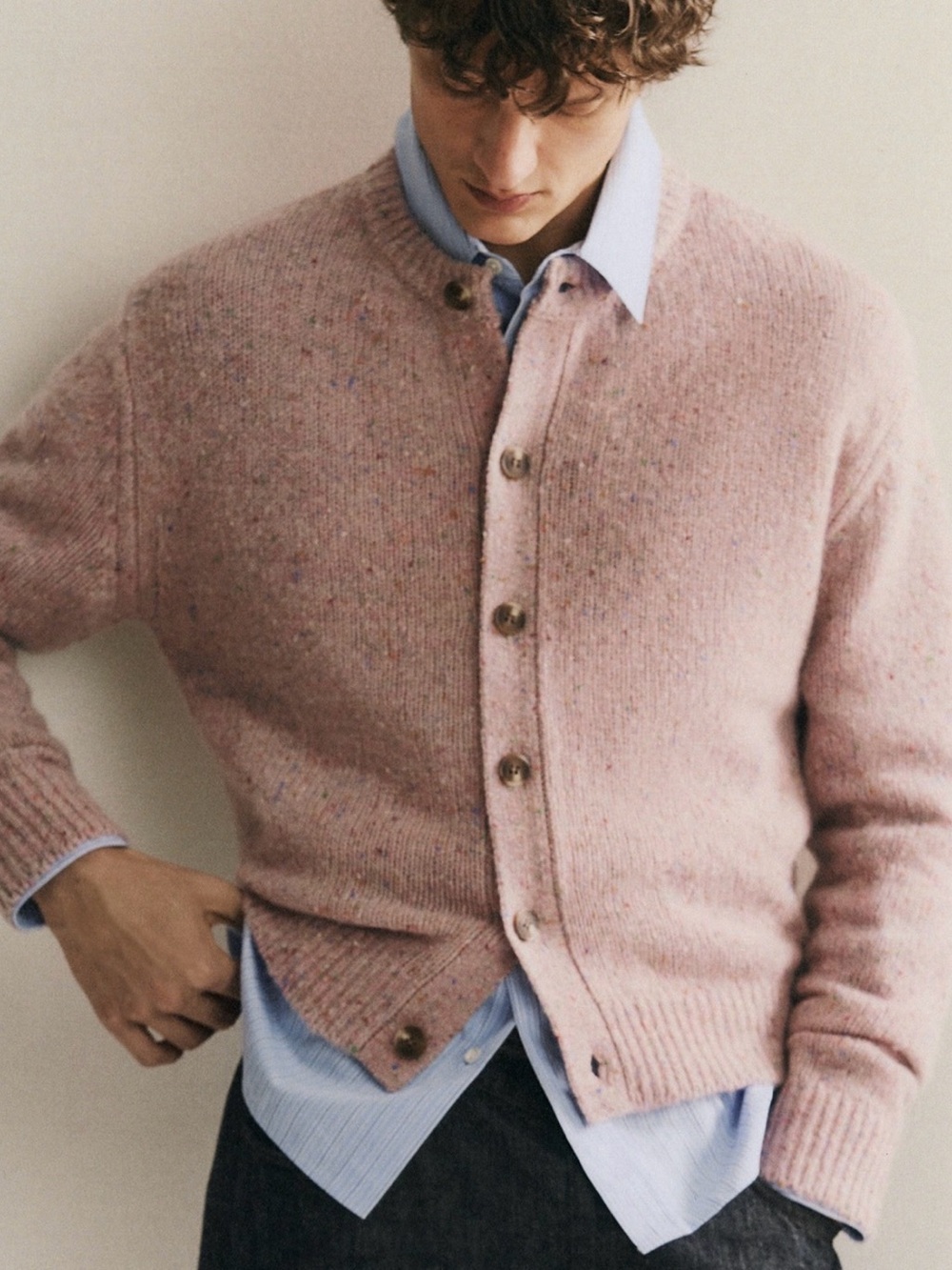 Zara Men's flecked Button-Up Wool Blend Cardigan Sweatery Sz M NWT